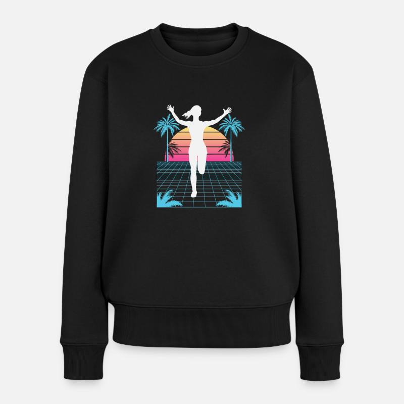 Vaporwave Synthwave Marathon, Trailrunning - Frauen Premium Bio Pullover - Schwarz