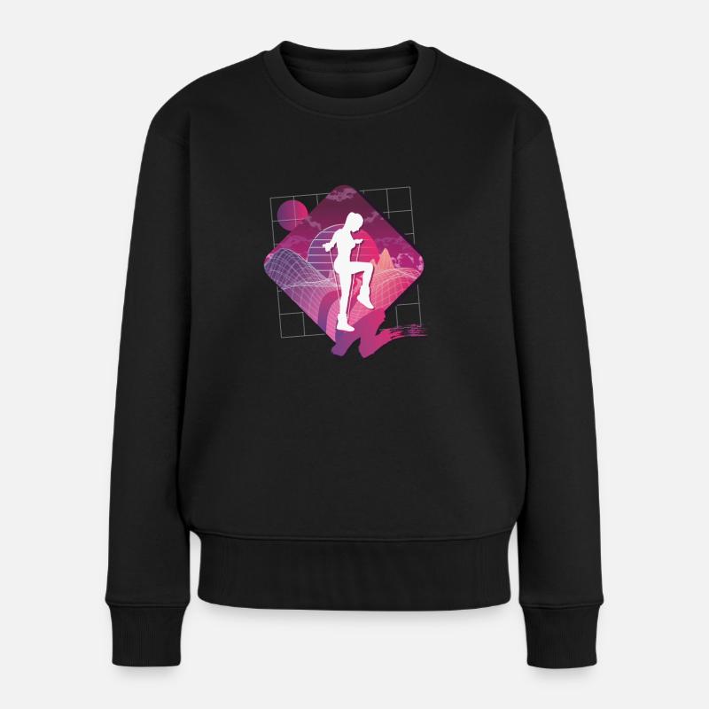 Vaporwave Rope Jumping - Frauen Premium Bio Pullover - Schwarz