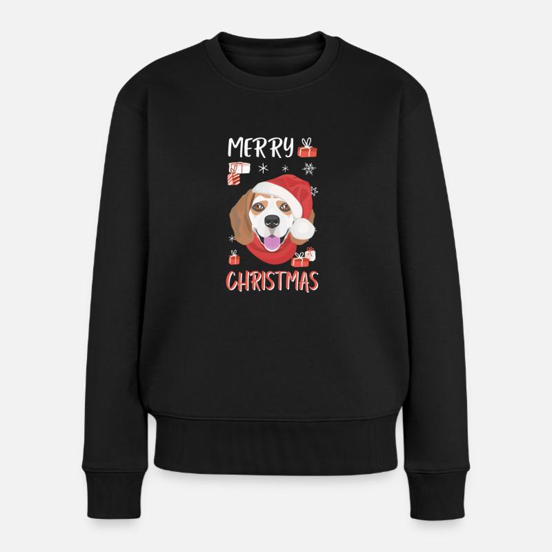 Beagle Frohe Weihnachten - Frauen Premium Bio Pullover - Schwarz