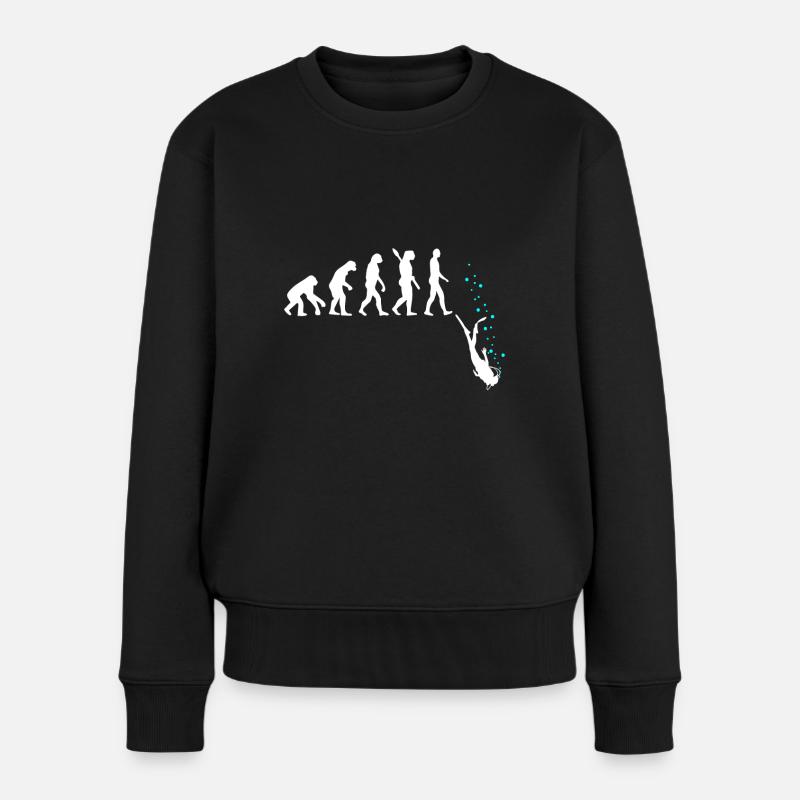 Tauchen Evolution Taucher Lustig Geschenk - Frauen Premium Bio Pullover - Schwarz