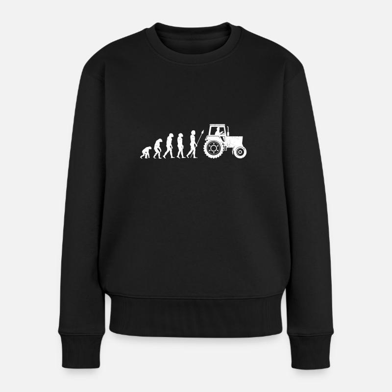 Homme des cavernes Evolution au conducteur de tracteur - Pull Premium bio Femme - noir