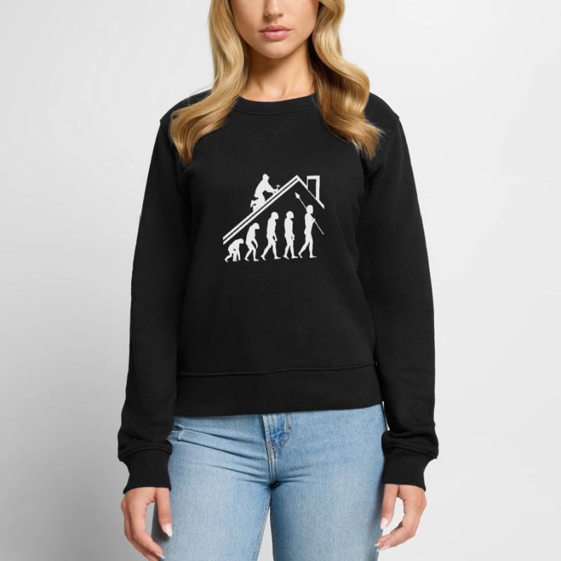 Dachdecker Evolution Geschenk Frauen Premium Bio Pullover