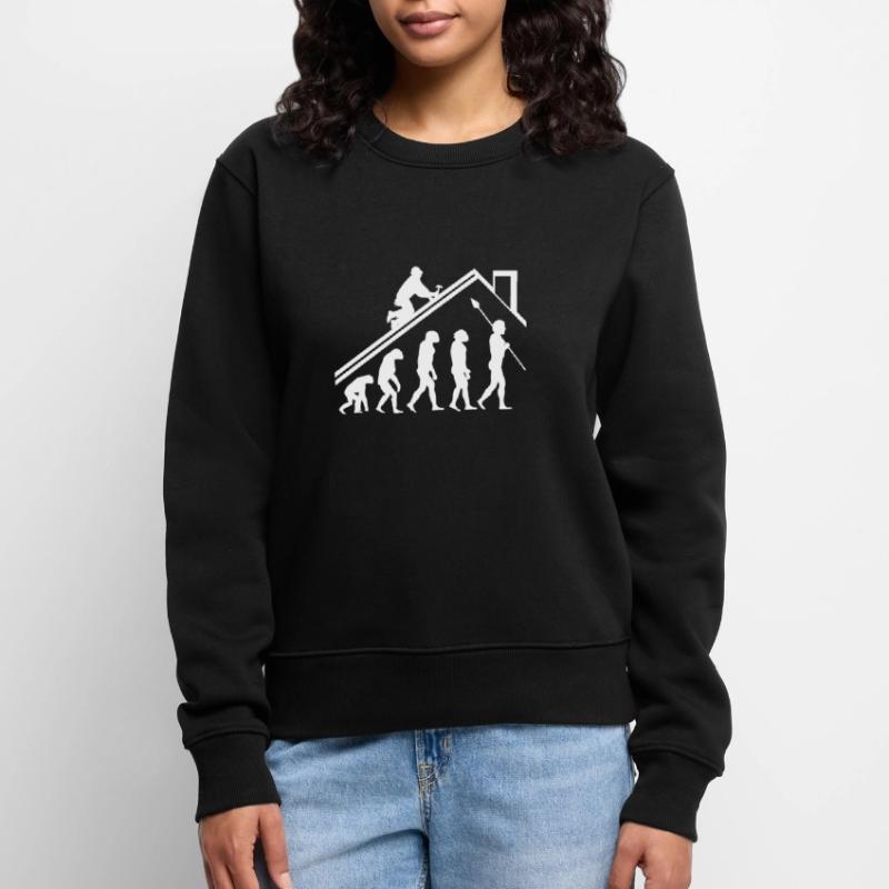Dachdecker Evolution Geschenk Frauen Premium Bio Pullover