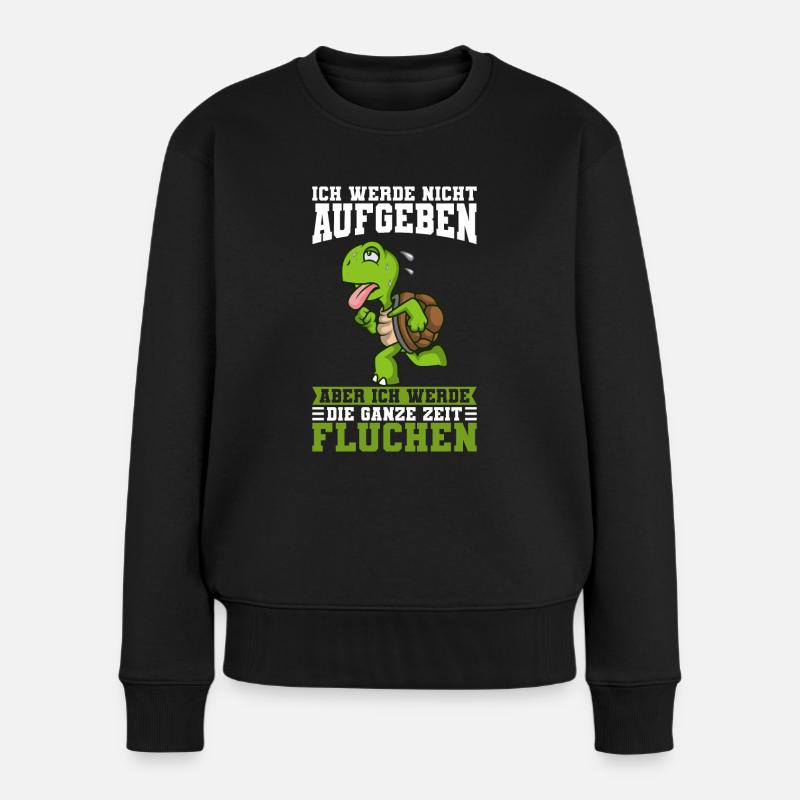 Laufen Ich Werde Nicht Aufgeben Läufer Schildkröte - Frauen Premium Bio Pullover - Schwarz