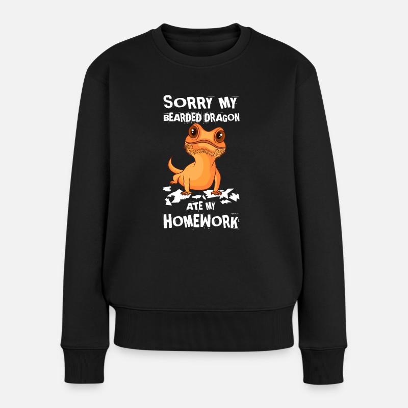 Bartagame Echse Gecko lustiger Spruch - Frauen Premium Bio Pullover - Schwarz