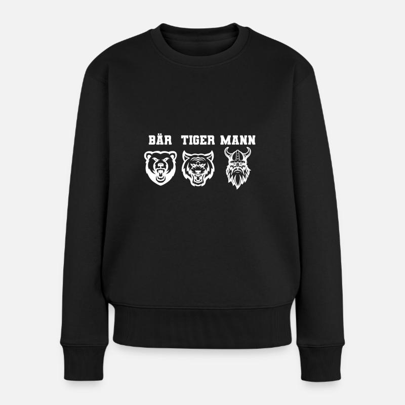 BÄR TIGER MANN Bartträger Bart Geschenkidee - Frauen Premium Bio Pullover - Schwarz