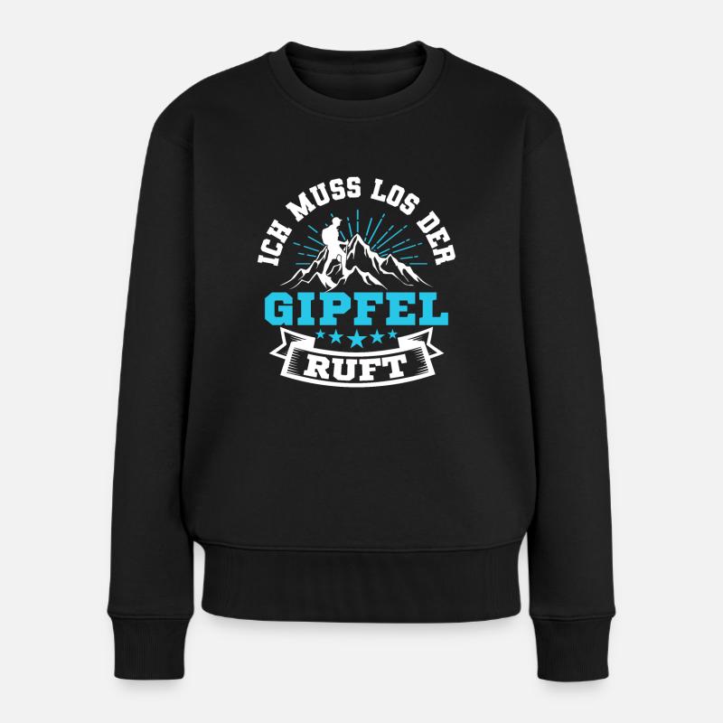 Berge Wanderer Bergsteiger Klettern - Der Berg ruf - Frauen Premium Bio Pullover - Schwarz