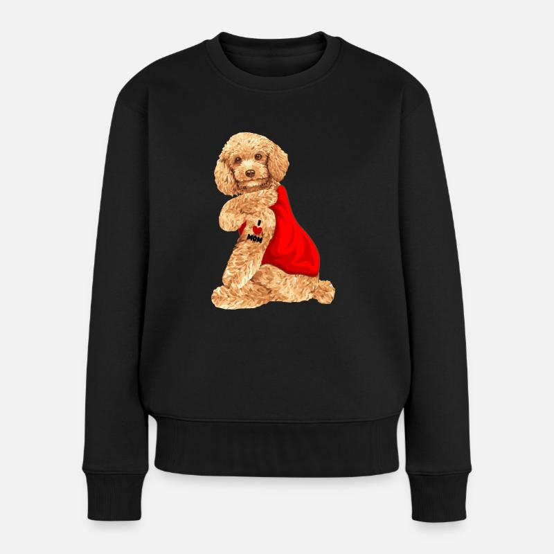 Pudel Hund Mama Hundesitzer Geschenk - Frauen Premium Bio Pullover - Schwarz