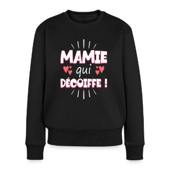 Femme Mamie Qui Décoiffe Meilleure Mamie - Pull Premium bio Femme - noir - Devant - Julia (174cm)