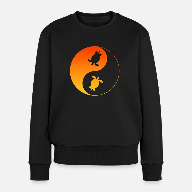 Schildkröte Yin Yang Turtle - Frauen Premium Bio Pullover - Schwarz