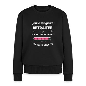 jeune retraitée femme - Pull Premium bio Femme - noir - Devant - Julia (174cm)
