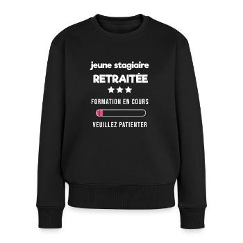 humour retraite femme - Pull Premium bio Femme - noir - Devant - Julia (174cm)