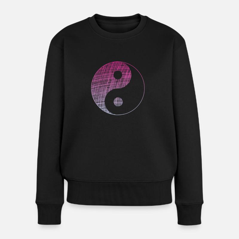 yin yang - Frauen Premium Bio Pullover - Schwarz