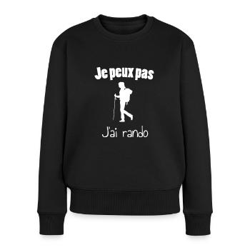 Humour Idée Cadeau pour Femme Randonneuse - Pull Premium bio Femme - noir - Devant - Julia (174cm)