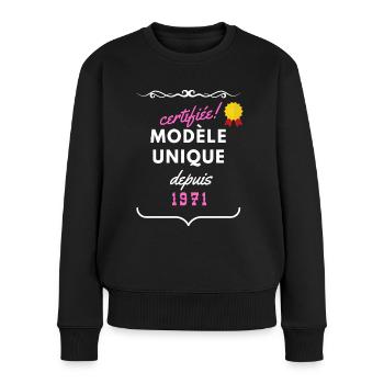 certifiée unique 1971 femme - Pull Premium bio Femme - noir - Devant - Julia (174cm)