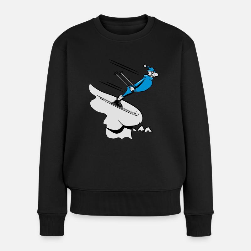 Winter Urlaub ski abfahrt witzig comic - Frauen Premium Bio Pullover - Schwarz