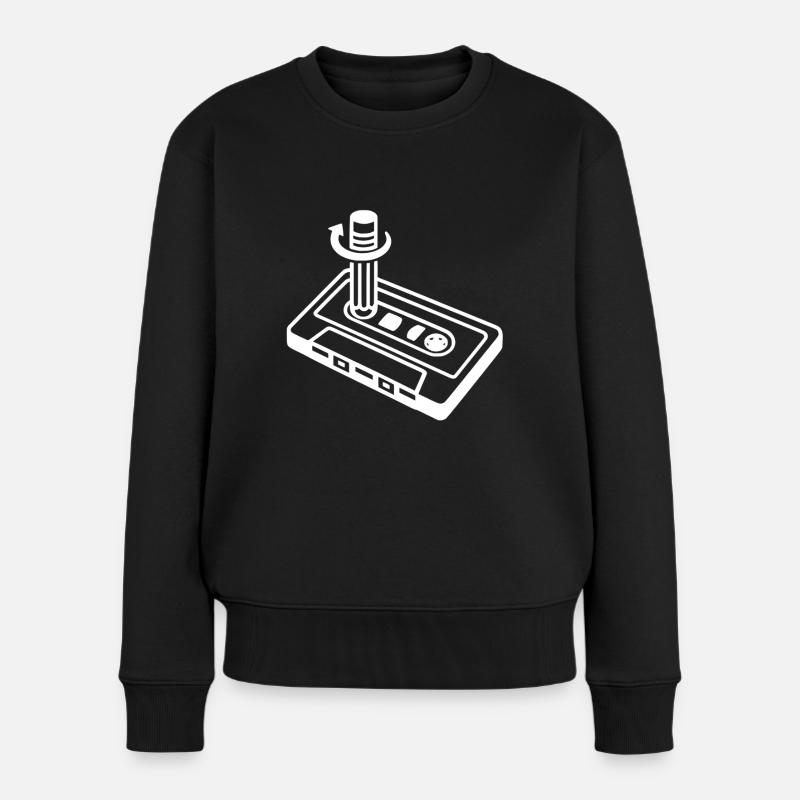 Cassette et stylo - Crayon - Pull Premium bio Femme - noir