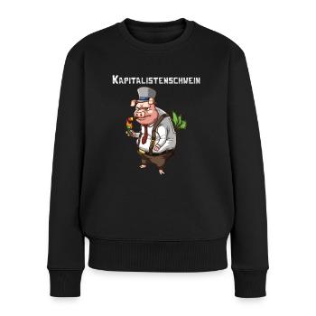 Kapitalistenschwein Geld Kapitalismus Sparschwein - Frauen Premium Bio Pullover - Schwarz - Vorne - Julia (174cm)