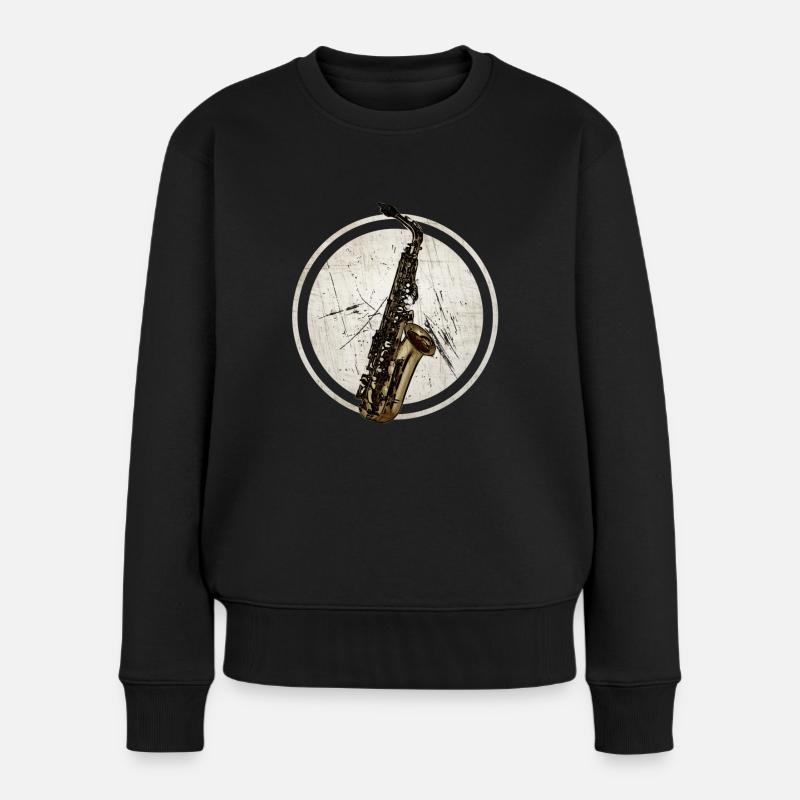 saxophone - Pull Premium bio Femme - noir