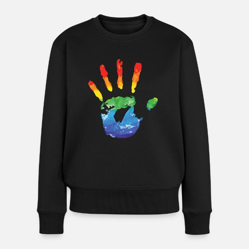 Regenbogen - Frauen Premium Bio Pullover - Schwarz