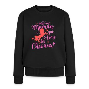 Juste une maman qui aime les chevaux - Pull Premium bio Femme - noir - Devant - Julia (174cm)