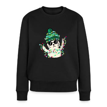 Weihnachten - Merry Catmas! - Frauen Premium Bio Pullover - Schwarz - Vorne - Julia (174cm)
