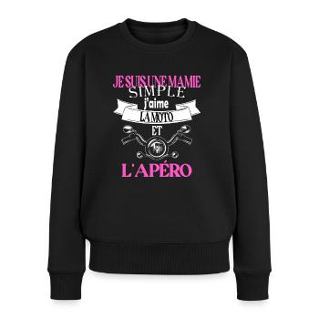 Je suis une mamie simple t-shirt motard femme - Pull Premium bio Femme - noir - Devant - Julia (174cm)