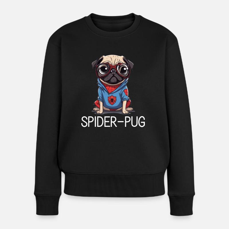 Spider Pug - Frauen Premium Bio Pullover - Schwarz