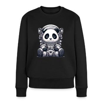 Cute Panda Astronaut - Frauen Premium Bio Pullover - Schwarz - Vorne - Julia (174cm)