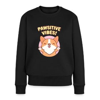 Mignonne Corgi Pawsitive Vibes Drôle - Pull Premium bio Femme - noir - Devant - Julia (174cm)