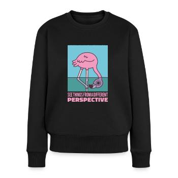 Flamingo voit les choses sous un angle différent - Pull Premium bio Femme - noir - Devant - Julia (174cm)