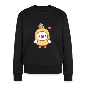 Mignon Ananas Ducky Drôle - Pull Premium bio Femme - noir - Devant - Julia (174cm)