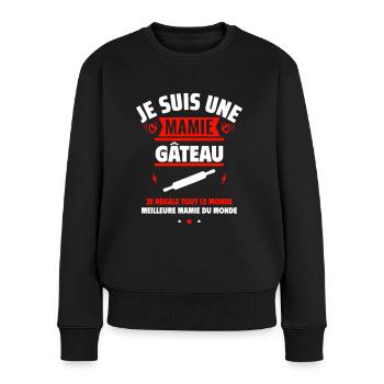 Mamie gâteau,Cadeau fête des grands-mères - Pull Premium bio Femme - noir - Devant - Julia (174cm)