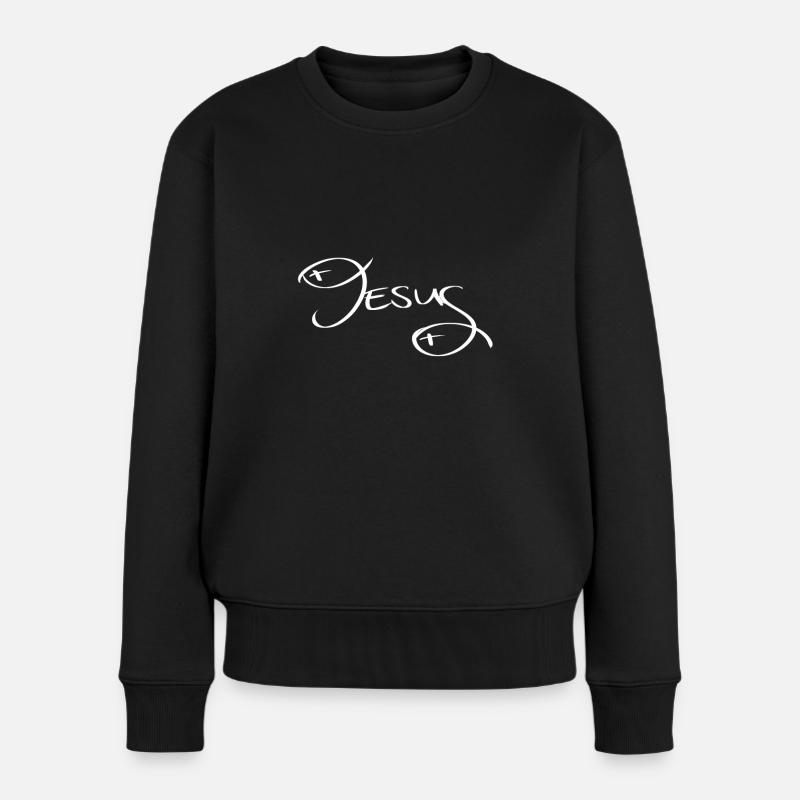 Poisson Jésus gentil et discret - Pull Premium bio Femme - noir