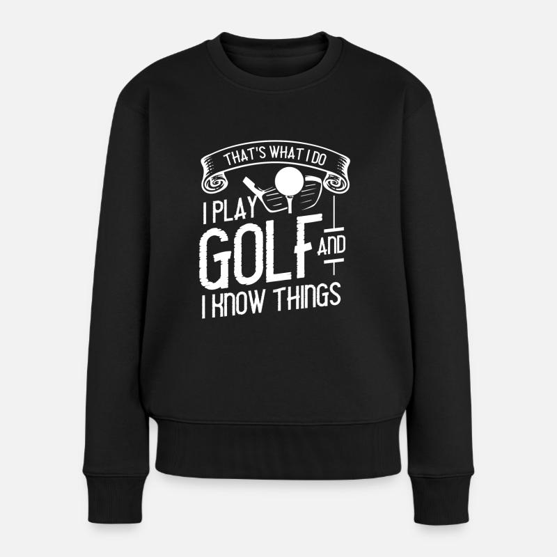 Golfer Golf - Frauen Premium Bio Pullover - Schwarz