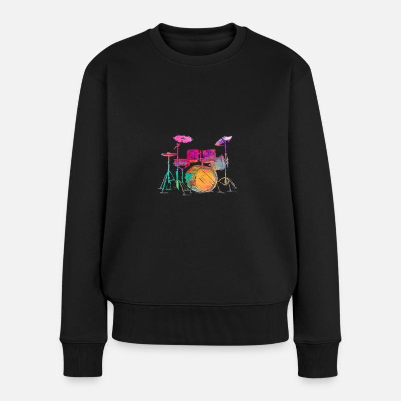 Drummer - Frauen Premium Bio Pullover - Schwarz