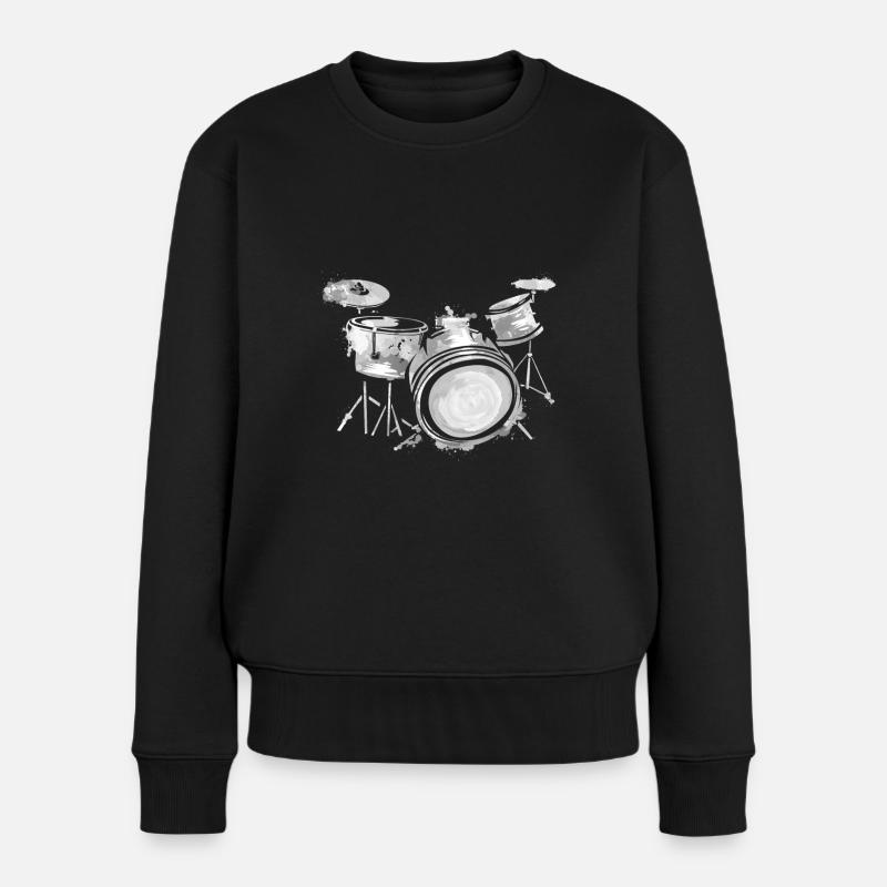 Drummer - Frauen Premium Bio Pullover - Schwarz