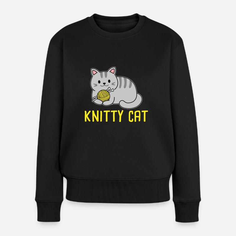 Knitty cat Knitting - Frauen Premium Bio Pullover - Schwarz