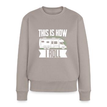 Motorhome RV Camping Camper This - Frauen Premium Bio Pullover - Taupe - Vorne - Julia (174cm)