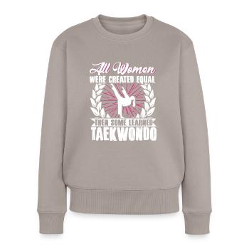 TKD Korean Martial Arts Tae Kwon - Frauen Premium Bio Pullover - Taupe - Vorne - Julia (174cm)