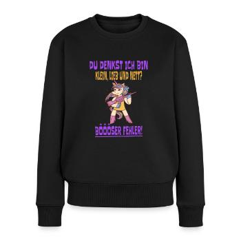 Einhorn Du Denkst Ich Bin Klein Lieb Und Nett - Frauen Premium Bio Pullover - Schwarz - Vorne - Julia (174cm)