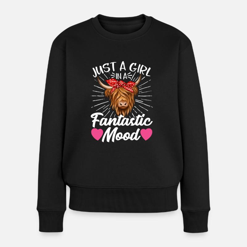 Scottish Highland Cattle Cow - Frauen Premium Bio Pullover - Schwarz
