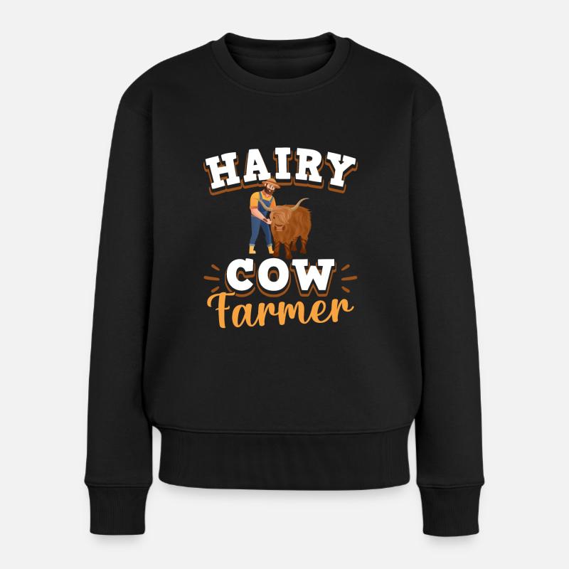 Vache bovine écossaise des Highlands - Pull Premium bio Femme - noir
