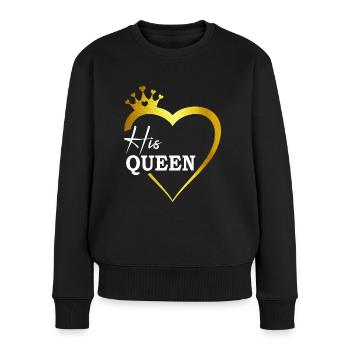 His Queen gold King Queen Pärchenoutfit - Frauen Premium Bio Pullover - Schwarz - Vorne - Julia (174cm)