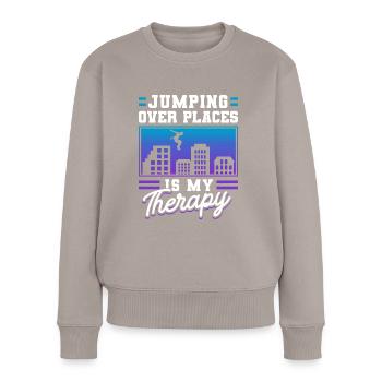 Parkour Freerunning Traceur - Frauen Premium Bio Pullover - Taupe - Vorne - Julia (174cm)