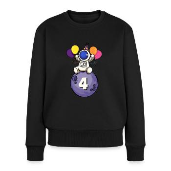 4 years old space birthday 4. - Women's Premium Organic Jumper - black - Front - Julia (174cm)