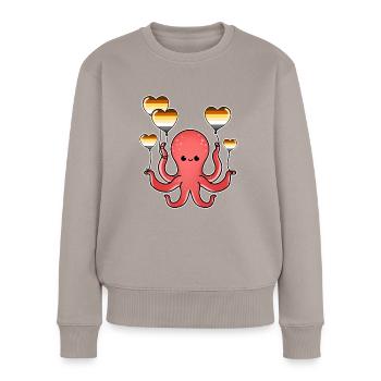 Oktopus Ballon Gay Bear Pride - Frauen Premium Bio Pullover - Taupe - Vorne - Julia (174cm)