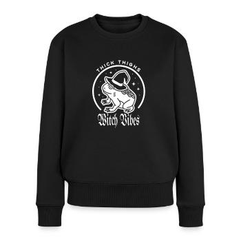 Halloween Sorcière Sorcières Cuisses Épaisses Sorcière Vibes - Pull Premium bio Femme - noir - Devant - Julia (174cm)