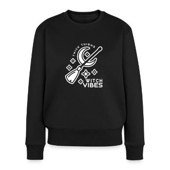 Halloween Sorcière Sorcières Cuisses Épaisses Sorcière Vibes - Pull Premium bio Femme - noir - Devant - Julia (174cm)