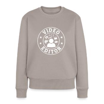 Artist Video Editor - Frauen Premium Bio Pullover - Taupe - Vorne - Julia (174cm)